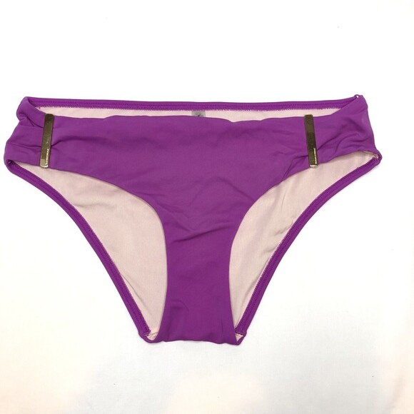 Victorias Secret Bikini Bottoms Size XS Forever Hipster Solid Purple Gold Slide - Picture 1 of 6